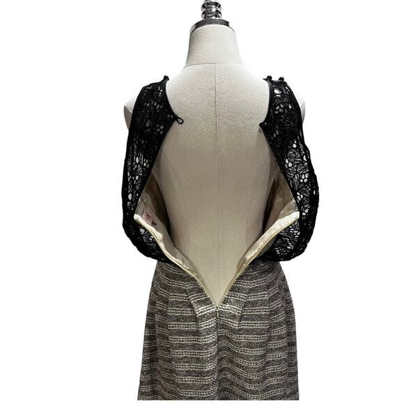 Tracy Reese Leather Trim Lace‎ & Tweed A-Line Dress With Pockets Size 6 - Picture 5 of 15